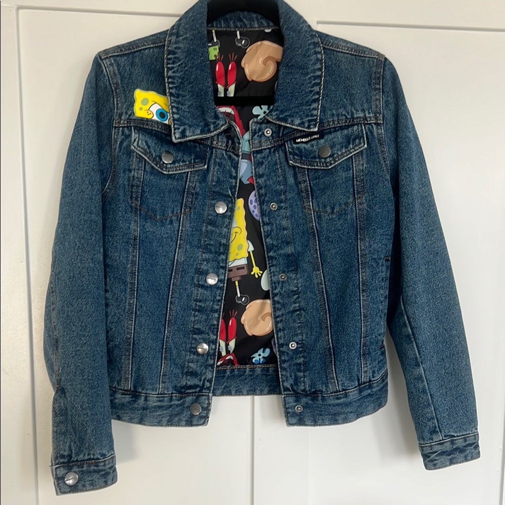 NEW Denim Members Only Jacket with SpongeBob S